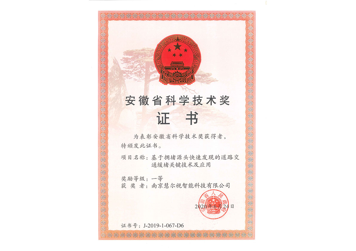 安徽省科学技术奖一等奖 